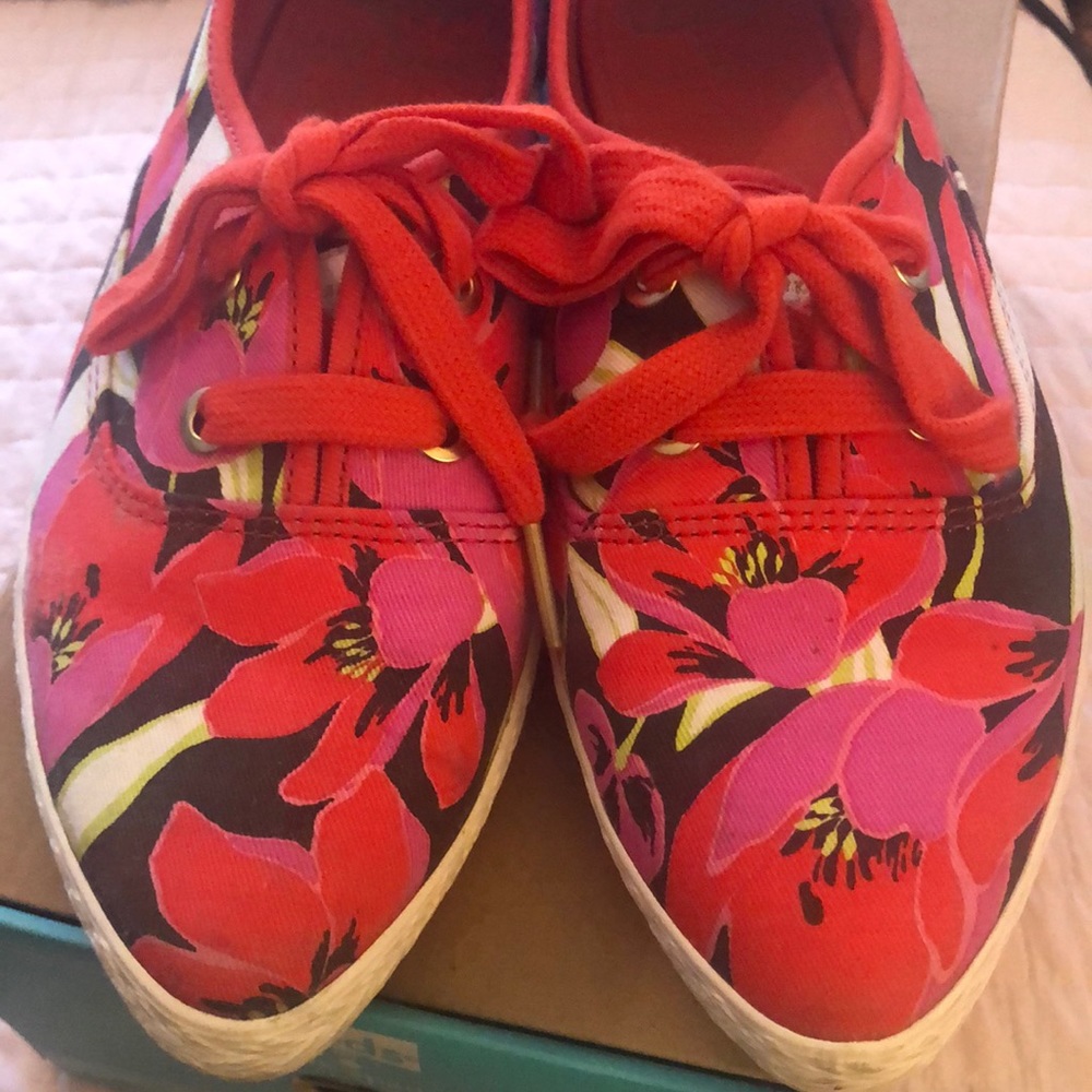 Keds for Kate Spade Pointer Bougainvillea Tropical Printed Canvas Sz. 9 1/2M